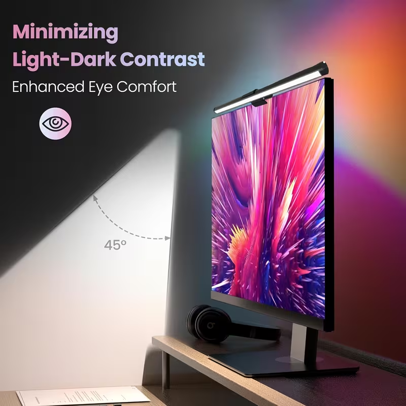 Photography Lighting Game - モニターライトバー LEDコンピュータースクリーン吊り下げライト RGB雰囲気テーブルランプ 無段階調光可能 仕事 学習