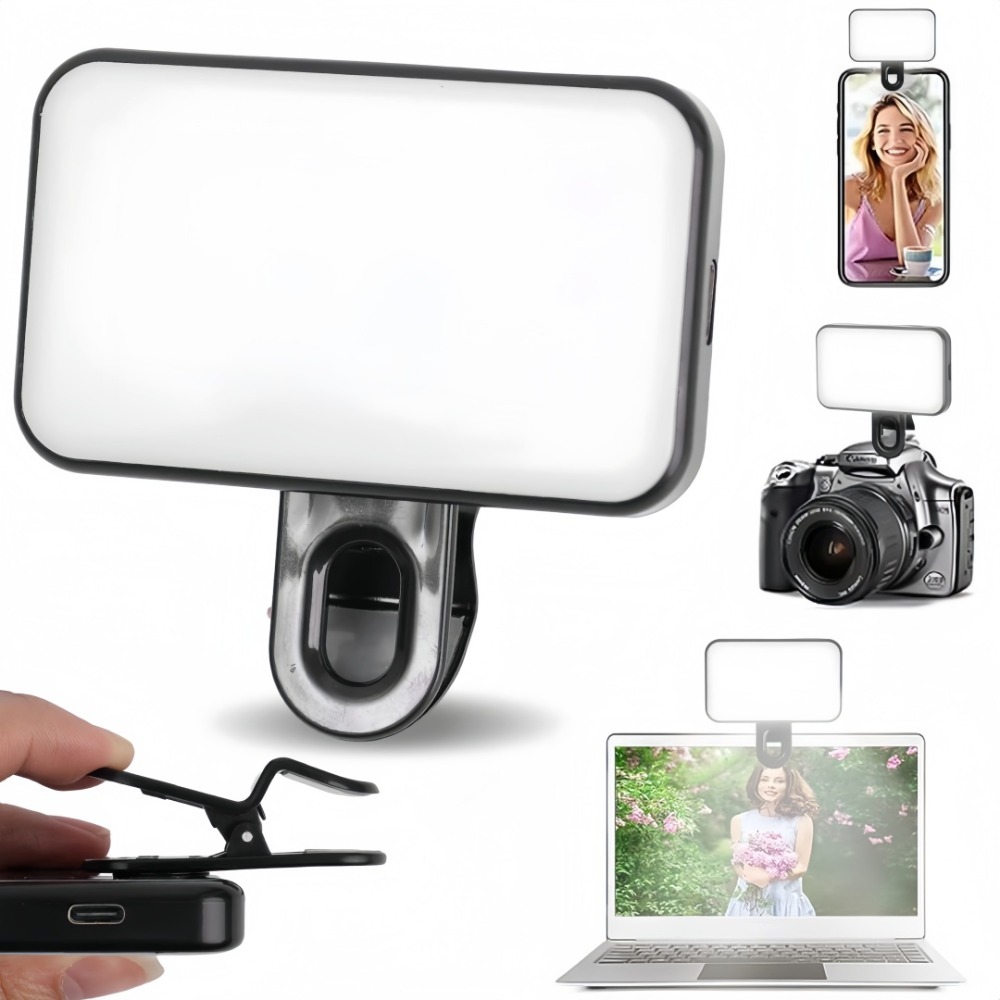 Makeup Photography Lighting - 3つのモード調整可能な自撮り用フィルライト、ユニバーサル写真撮影用メイクアップランプ、クリップ式ライブストリームランプ、ポータブルポケットLED自撮りライト