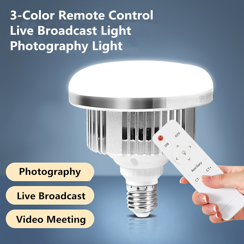 Photography Lighting System - 85 ワット LED 写真照明電球 E27 ベースランプリモコン付き調光可能な昼光色の電球写真スタジオソフトボックス