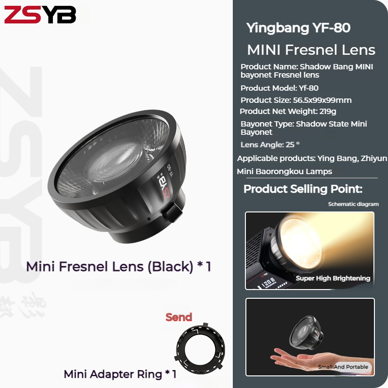 Fresnel Lens Attachment - ZSYB YF-80 フレネルレンズ 9倍明るい効果 バオロンマウントフレネルレンズ S100