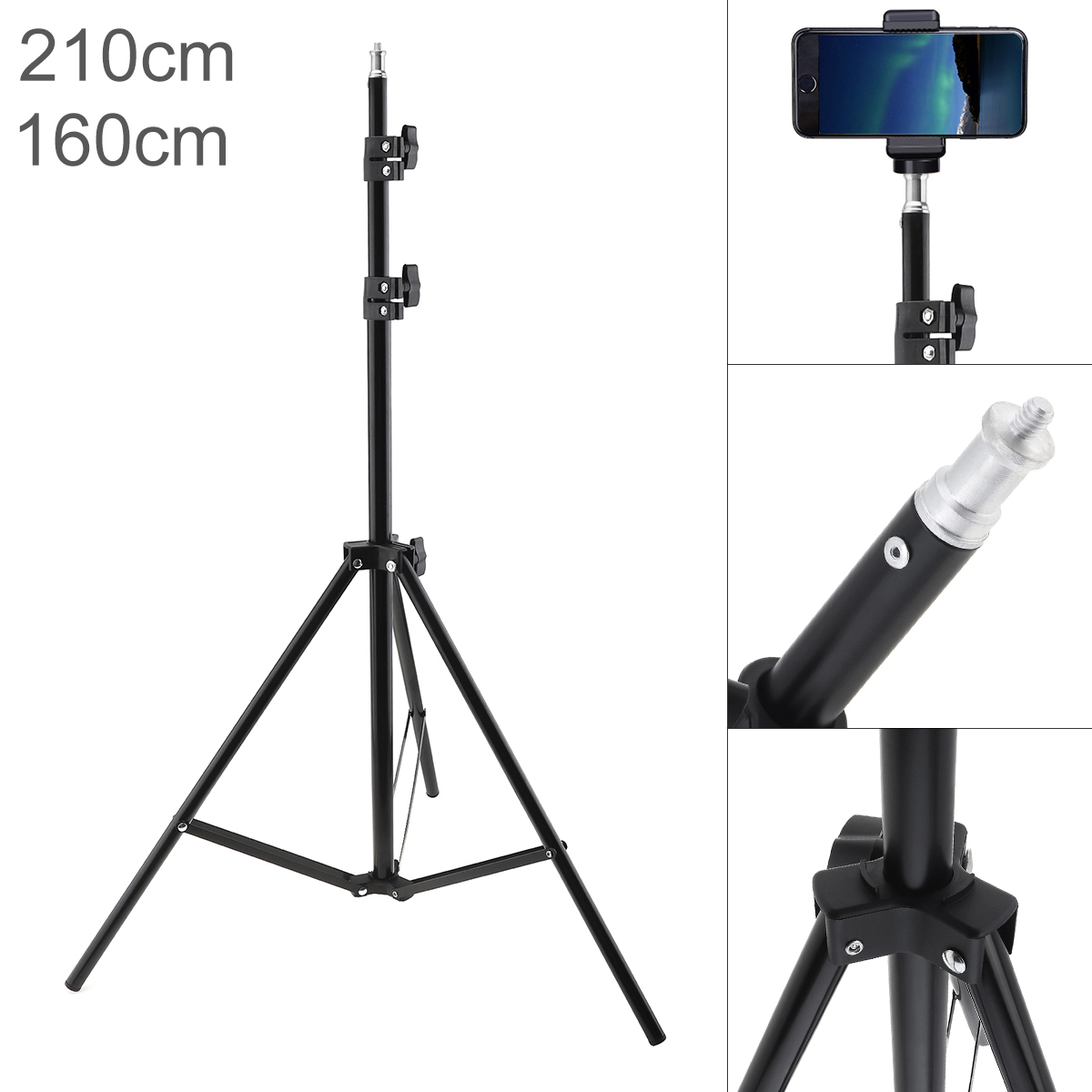 Photography Video Lighting Kit - 160センチメートル210センチメートルselfieリング補助光金属三脚撮影ライトスタンドフィットライブ/フォトスタジオビデオライティングスタジオキット
