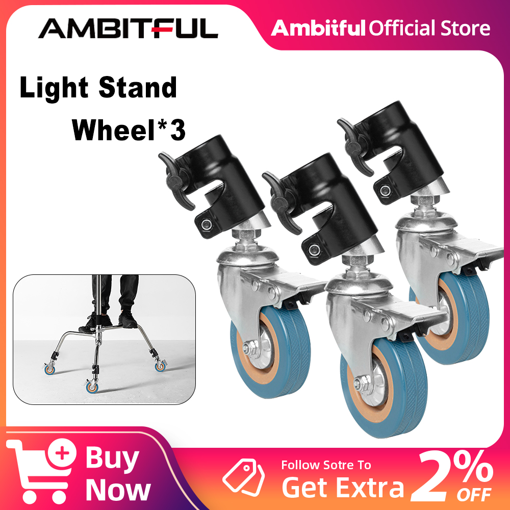 Photography Video Lighting Kit - AMBITFUL 3 個 C スタンドスイベルキャスター金属ホイールセット 25