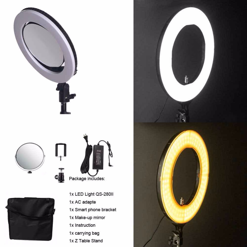 Learn Photography Lighting - 10インチ QS-280II 95RA バイカラーLEDリングライト、読書、学習、メイクアップ、美容用LEDリングランプ、リングライト。