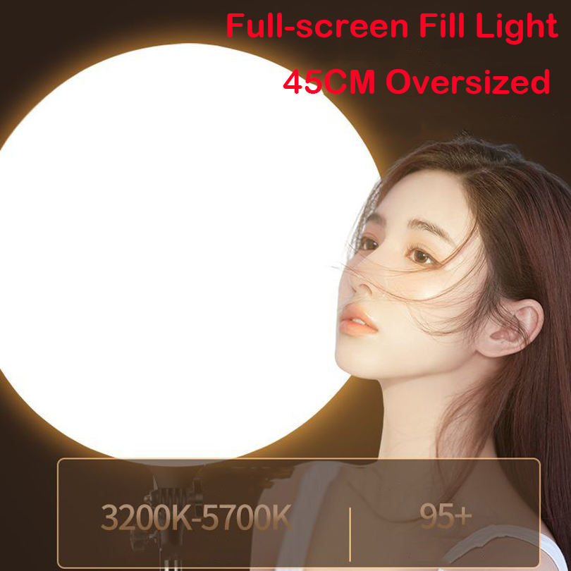 Photography Video Lighting Kit - 45CM大型LEDビデオライトキット 調光可能 3200-6500K 撮影照明 リモコン付き 2.1Mスタンド