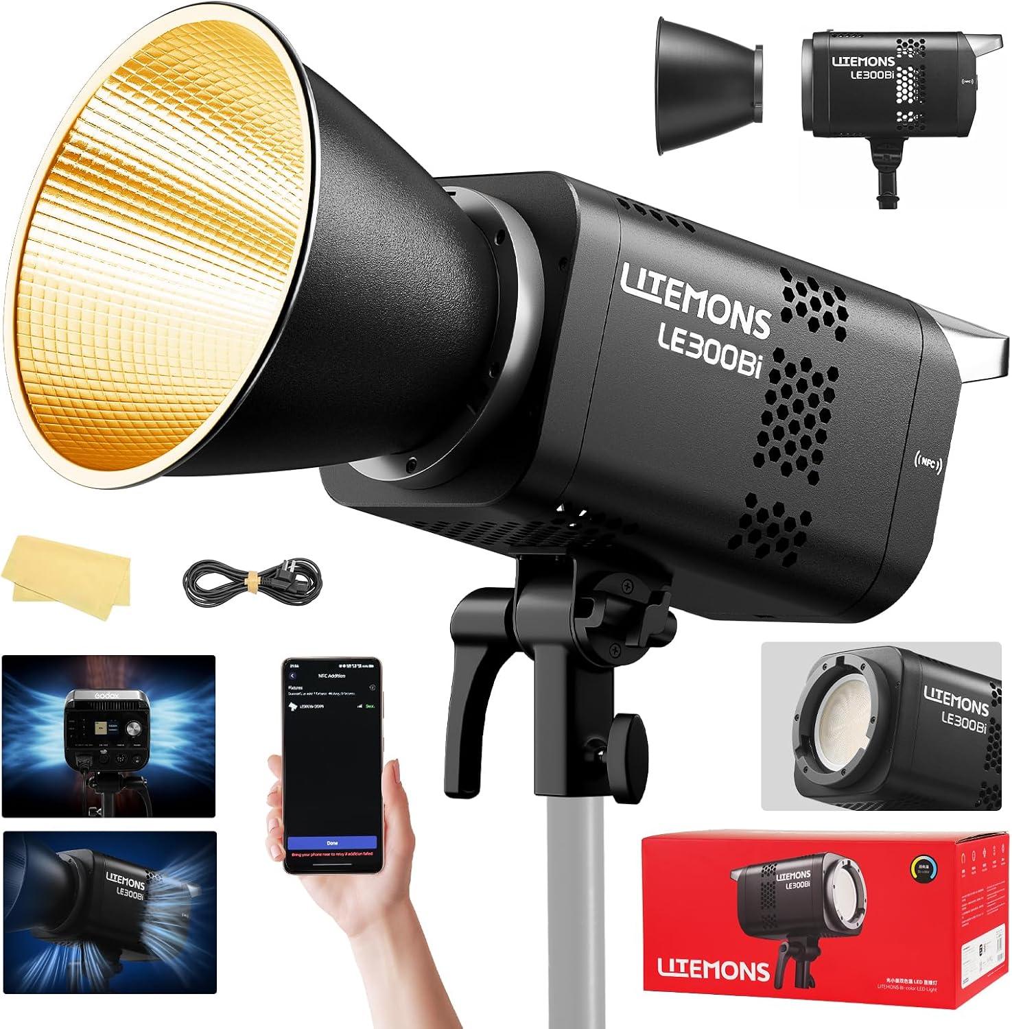 Video Light Panel Led - RGB LEDビデオ照明キット、3個セットのスタジオビデオライト（パネル付き）、アプリ制御、3200K-5600K、8つのシーンライトモード、YouTube写真撮影照明用