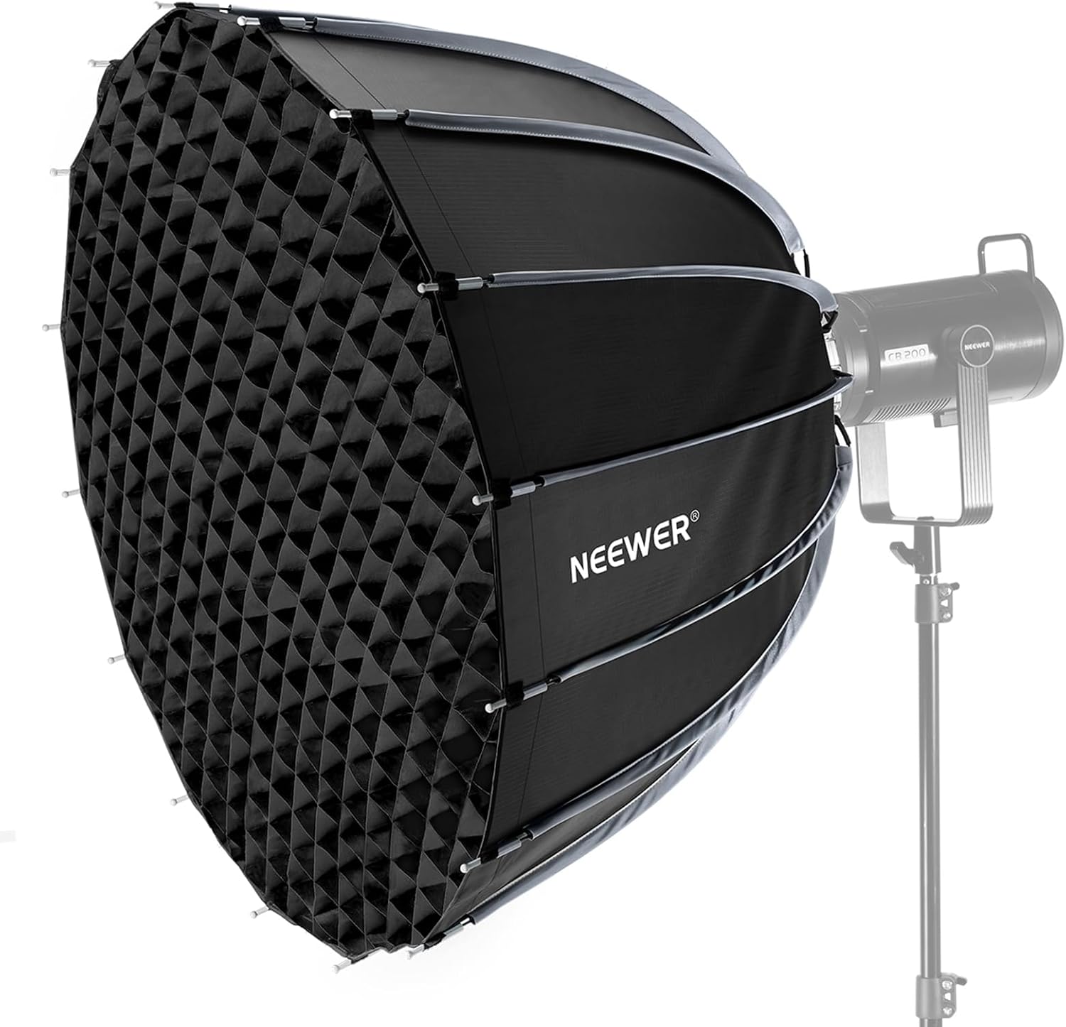Photography Lighting System - ボーエンズマウント付きパラボリックソフトボックス、35.4インチクイックリリースソフトボックスキット（スタジオ写真撮影およびビデオ録画用）、ライトディフューザー、グリッド、キャリーバッグ付属、ほとんどのプロ用スタジオライトに対応