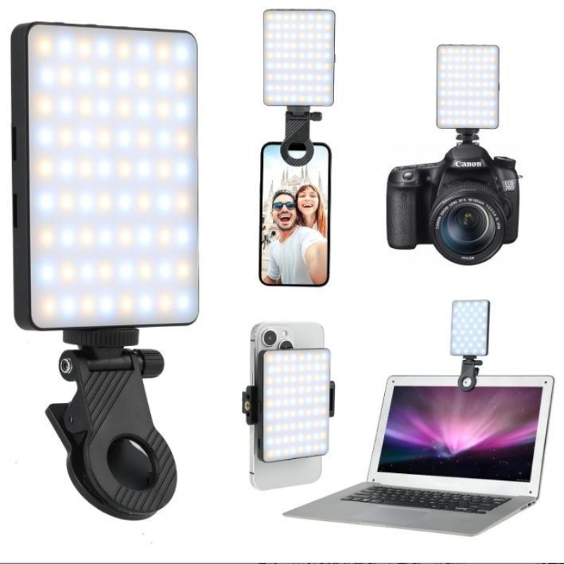 Photography Lighting Accessories - 1個入り充電式LEDセルフィーライト、3モード調光可能ライト、携帯電話/ラップトップ/PC用クリップ式、メイクアップ、ビデオ、タッチアップメイク用