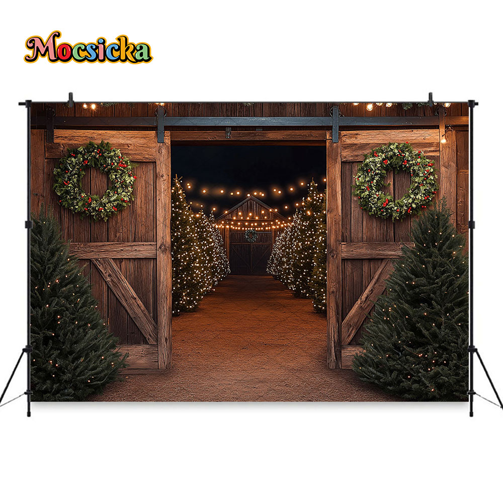 Mocsicka クリスマスツリーファーム背景写真木製納屋ド - Photography Lighting Setup のレビューと価格