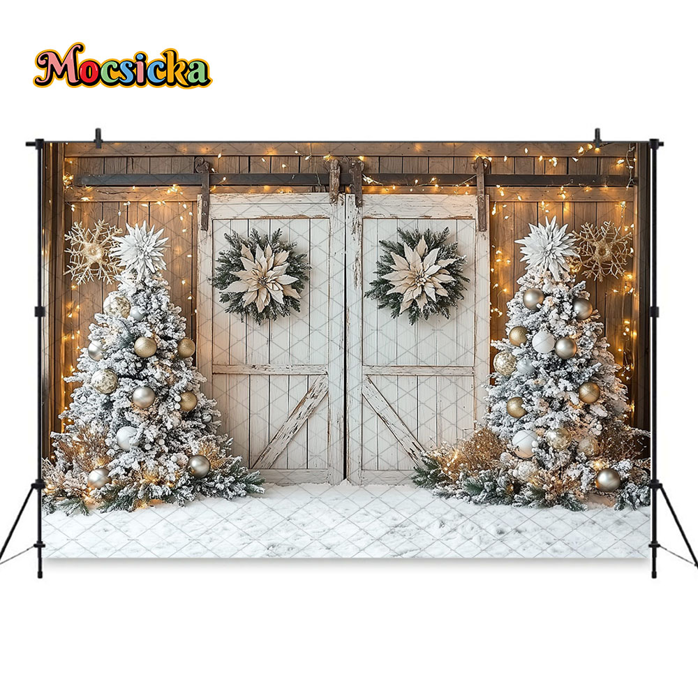Mocsicka クリスマスツリーファーム背景写真木製納屋ド - Photography Lighting Setup のレビューと価格