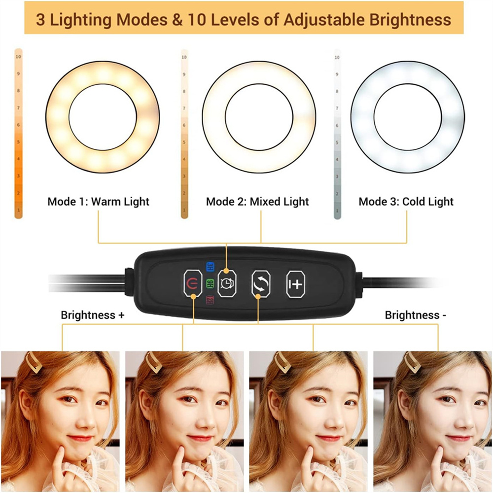 自撮りリングライト付きユニバーサルフレキシブル携帯電話ホルダ - Photography Lighting Game のレビューと価格