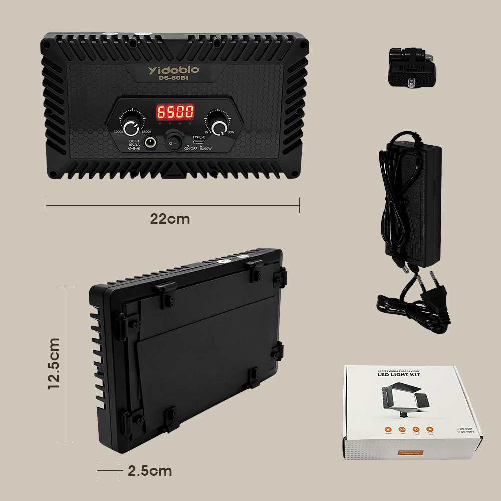 ポータブルビデオライトDS60BI写真撮影用セルフィーライト - Video Light Panel Led のレビューと価格
