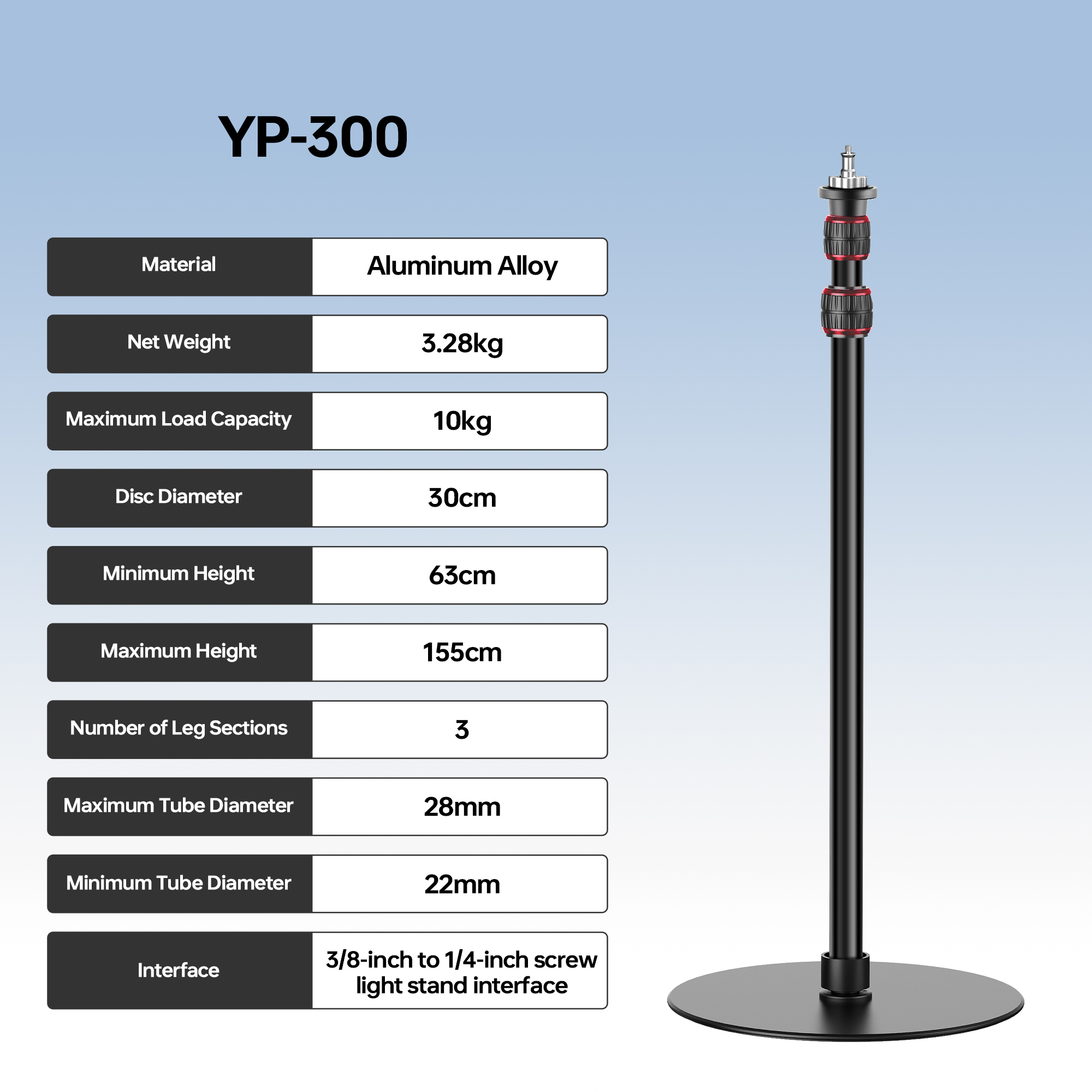 Manbily YP300 1.55M ラウンドベース一脚マ - Photography Lighting Softbox のレビューと価格