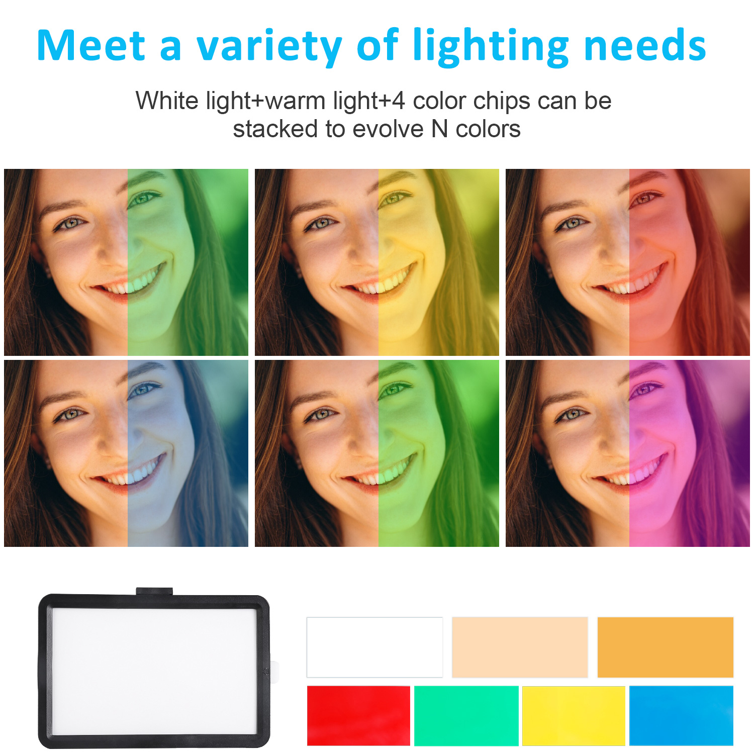 8インチ角型LEDフィルライト、43インチ調整可能なスタンド - Makeup Photography Lighting のレビューと価格