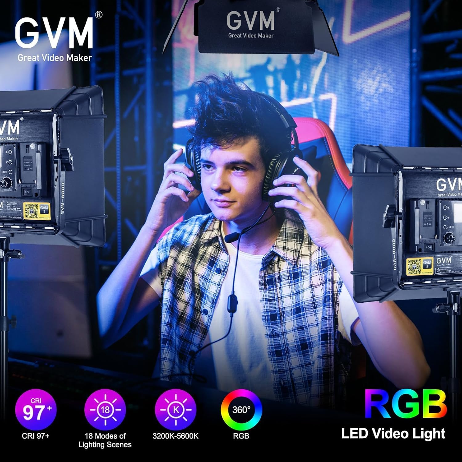 RGB LEDビデオ照明キット、3個セットのスタジオビデオラ - Video Light Panel Led のレビューと価格