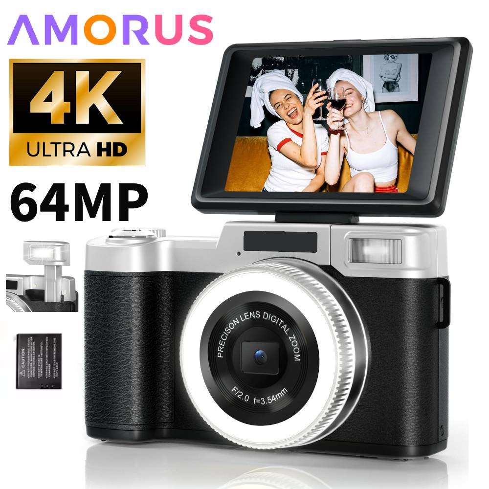 4K 64MPデジタルカメラ、写真撮影用、18倍デジタルズー - Photography Lighting Beginners のレビューと価格