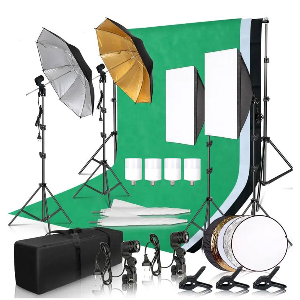 写真撮影用ソフトボックス照明キット、2.6x3m背景フレーム - Photography Video Lighting Kit のレビューと価格