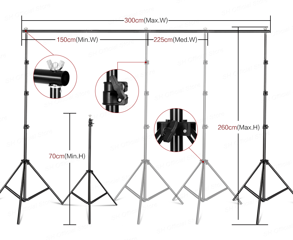写真撮影用ソフトボックス照明キット、2.6x3m背景フレーム - Photography Video Lighting Kit のレビューと価格