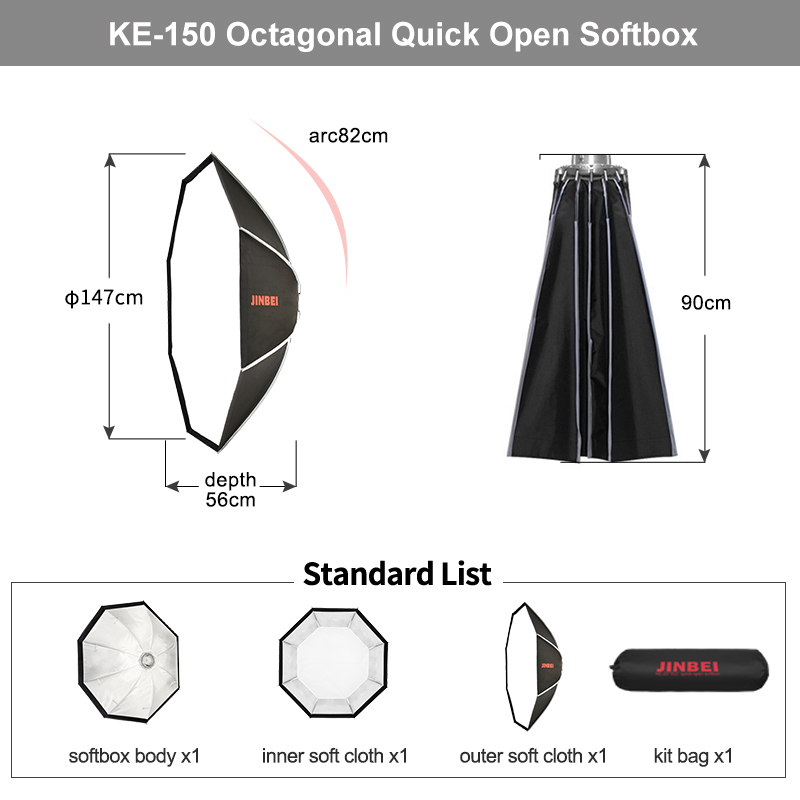 JINBEI KE-150cmクイックセットアップソフトボッ - Photography Studio Lighting Set Up のレビューと価格