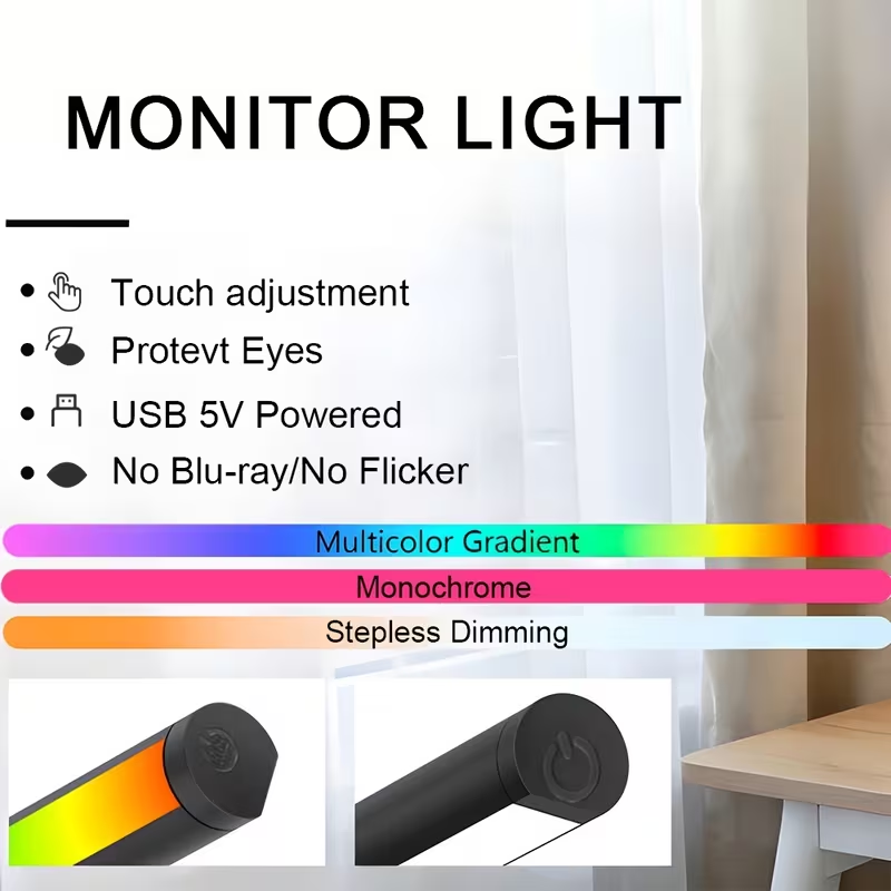 LEDコンピュータースクリーンハンギングライトバーUSBモニ - Photography Lighting Game のレビューと価格